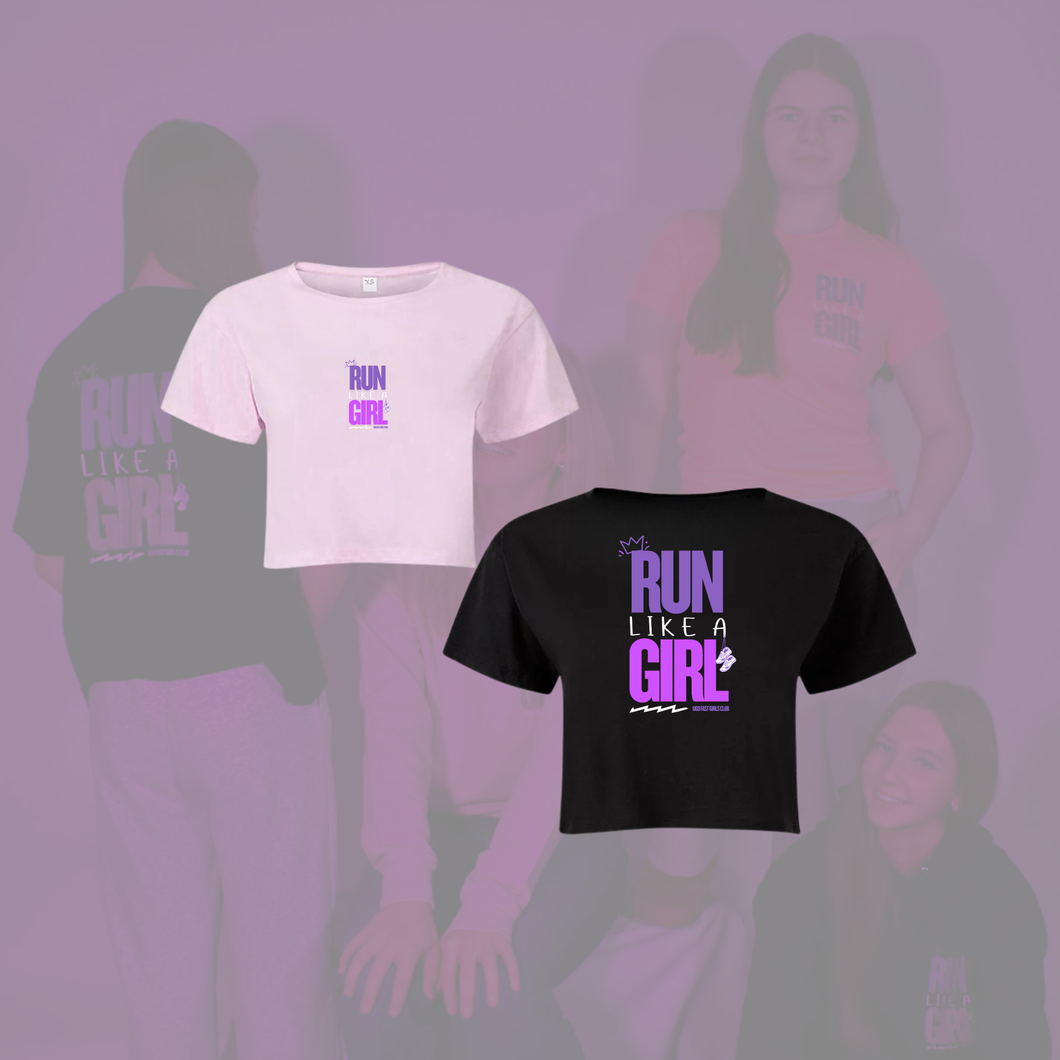 UGD 'RUN LIKE A GIRL' Ladies cropped tee in 2 colours
