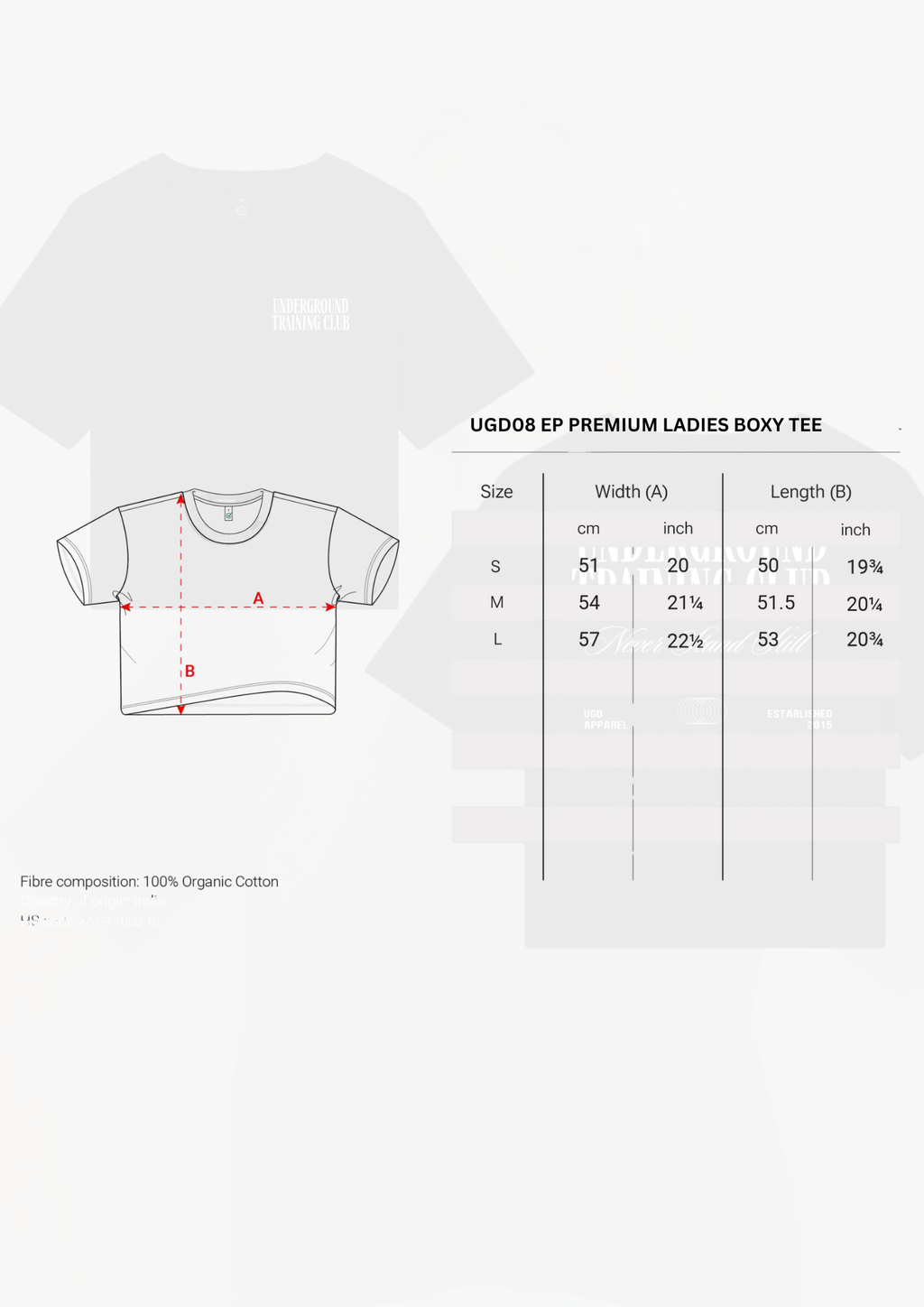 UGD 'UNDERGROUND TRAINING CLUB' Ladies boxy fit tee