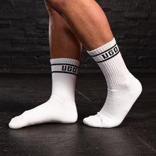 Load image into Gallery viewer, UGD SIGNATURE White Crew Socks
