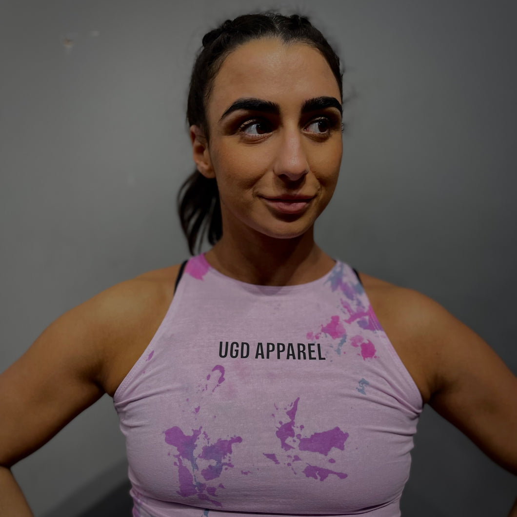 UGD ORIGINALS Crop Tank Vest Tie Dye Pink Art Attack